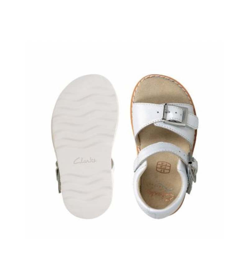 Clarks - Crown Bloom Toddler White Leather